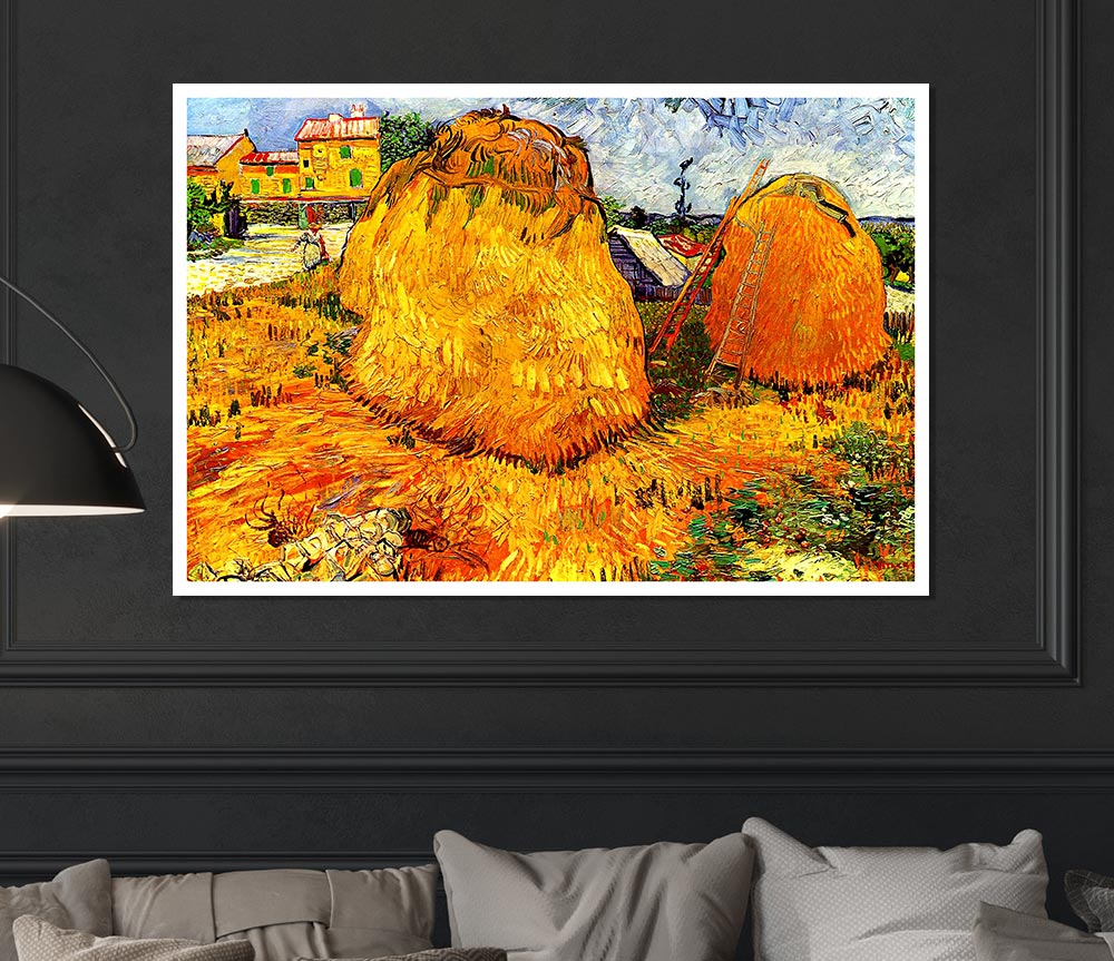 Van Gogh Haystacks In Provence Print Poster Wall Art