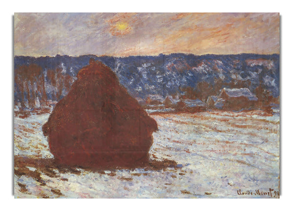 Heuhaufen, Schnee, bedeckten den Himmel von Monet