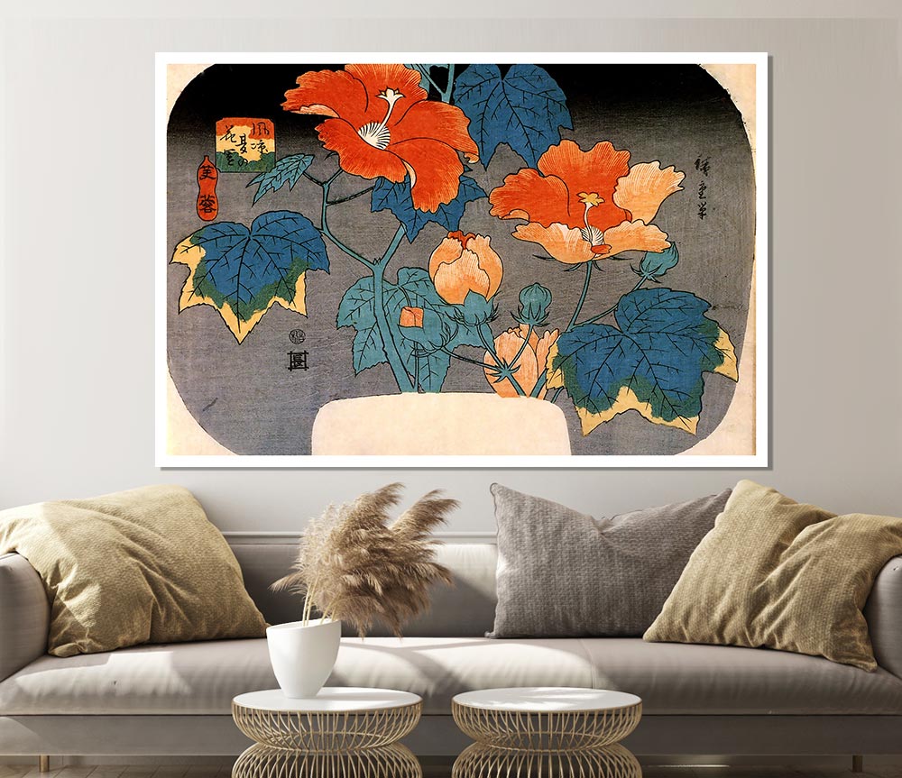 Hiroshige Hibiscus Print Poster Wall Art