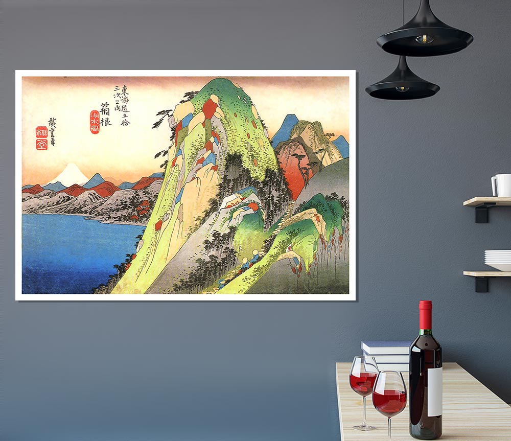 Hiroshige High Rocks By A Lake Print Poster Wall Art