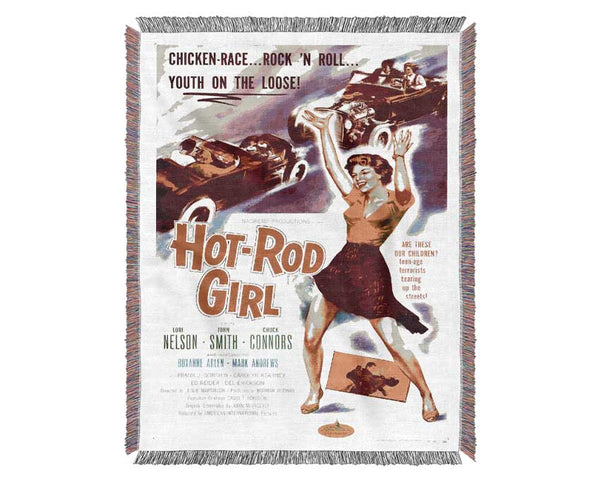 Hot Rod Girl Poster 1 Woven Blanket