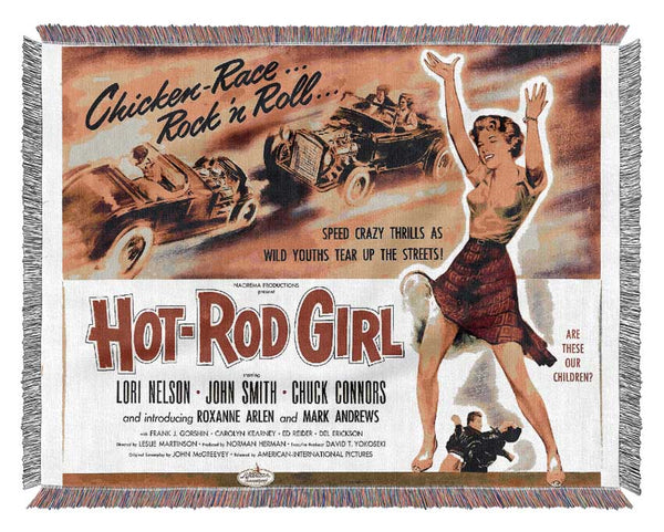 Hot Rod Girl Poster 2 Woven Blanket