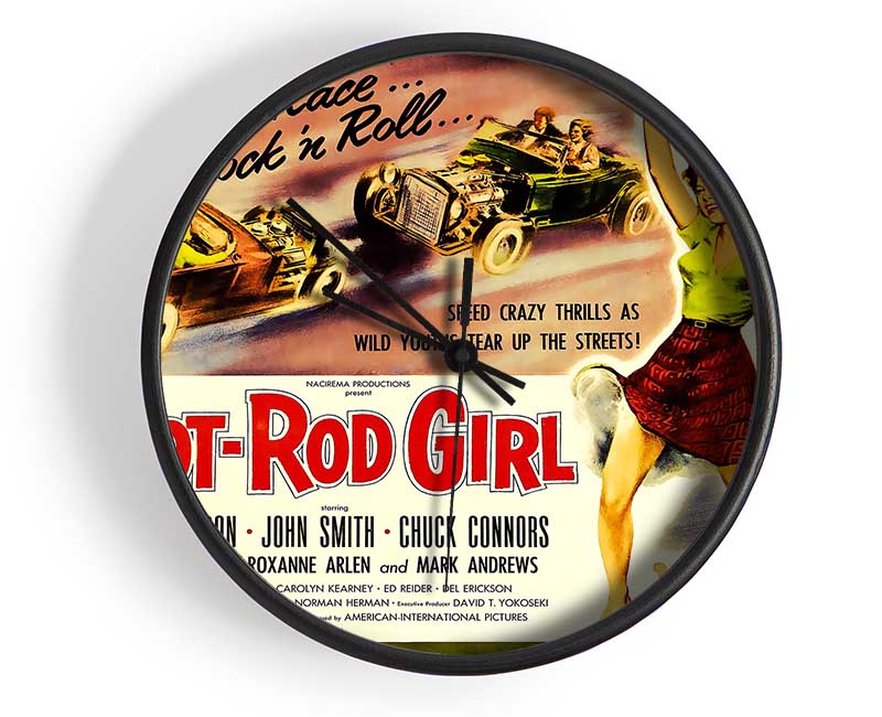 Hot Rod Girl Poster 2 Clock - Wallart-Direct UK