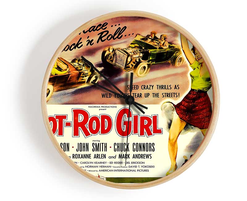 Hot Rod Girl Poster 2 Clock - Wallart-Direct UK