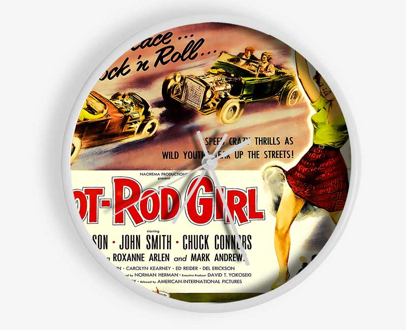 Hot Rod Girl Poster 2 Clock - Wallart-Direct UK