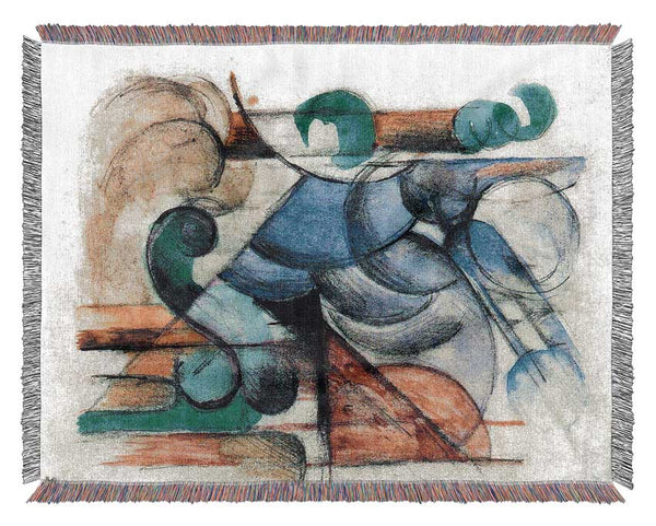 Franz Marc House In Abstract Landscape Woven Blanket