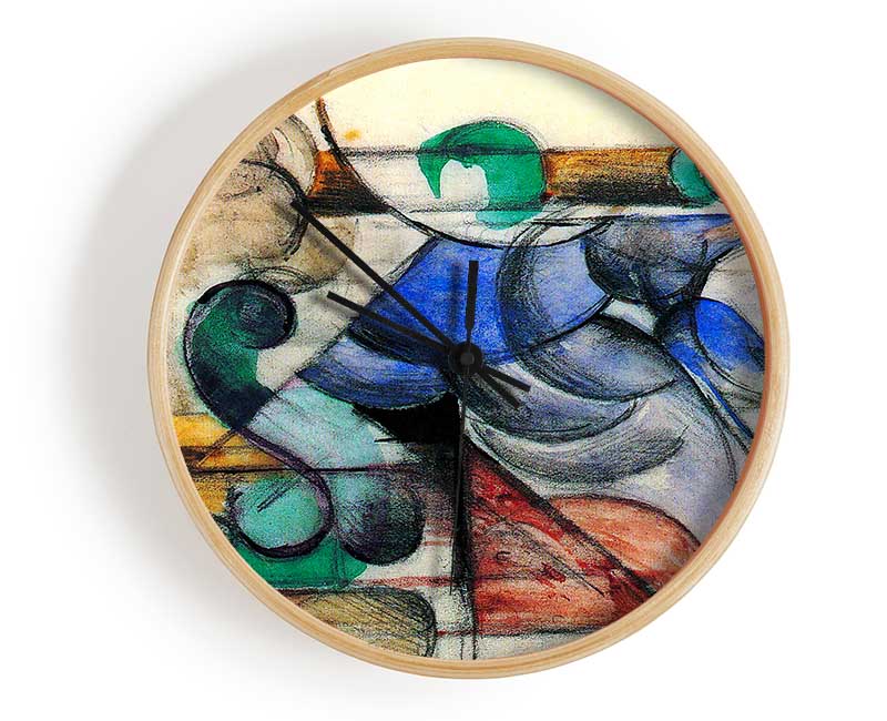 Franz Marc House In Abstract Landscape Clock - Wallart-Direct UK