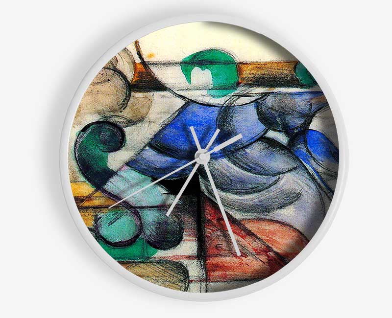 Franz Marc House In Abstract Landscape Clock - Wallart-Direct UK