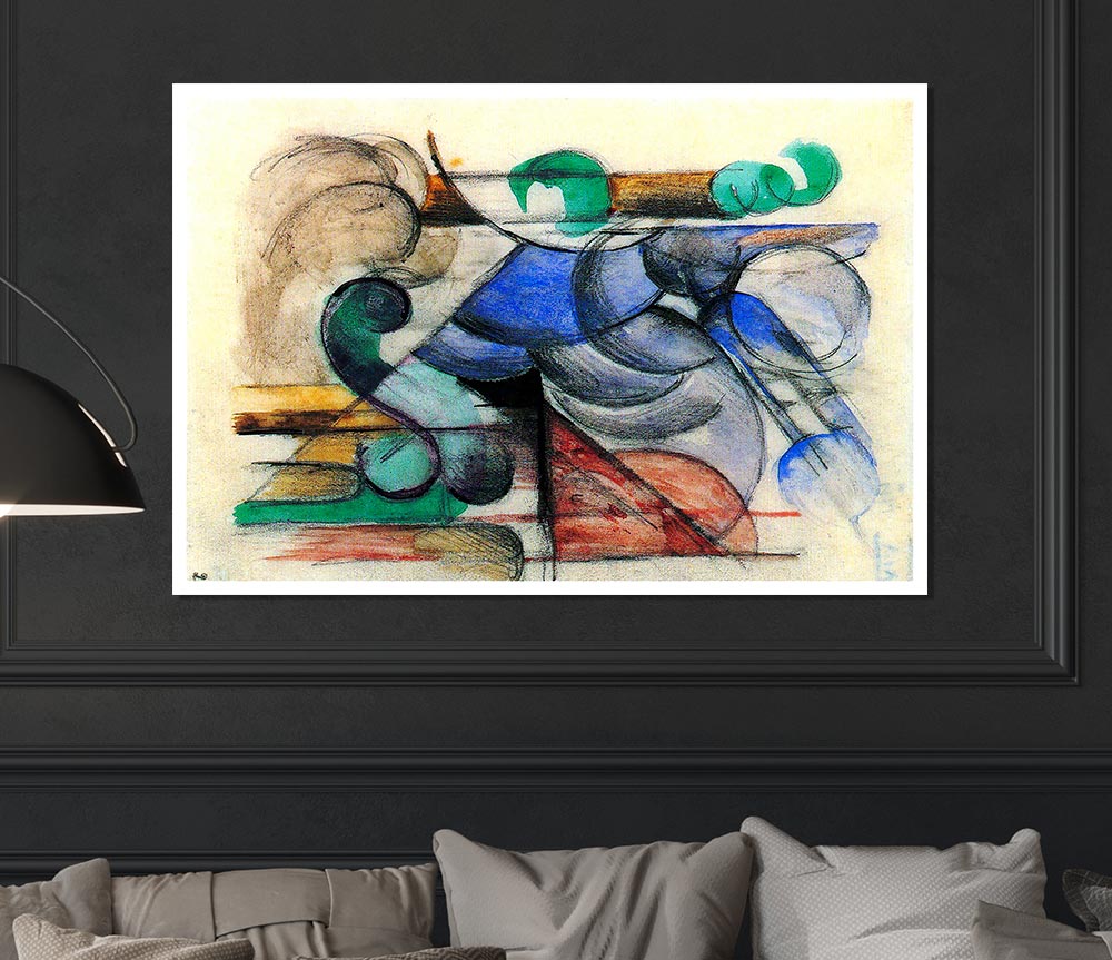 Franz Marc House In Abstract Landscape Print Poster Wall Art