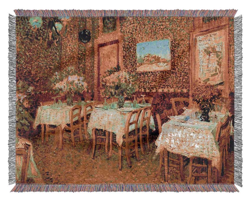 Van Gogh Interior Of A Restaurant Woven Blanket