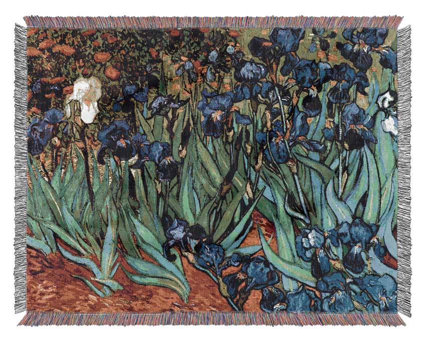 Van Gogh Irises 2 Woven Blanket