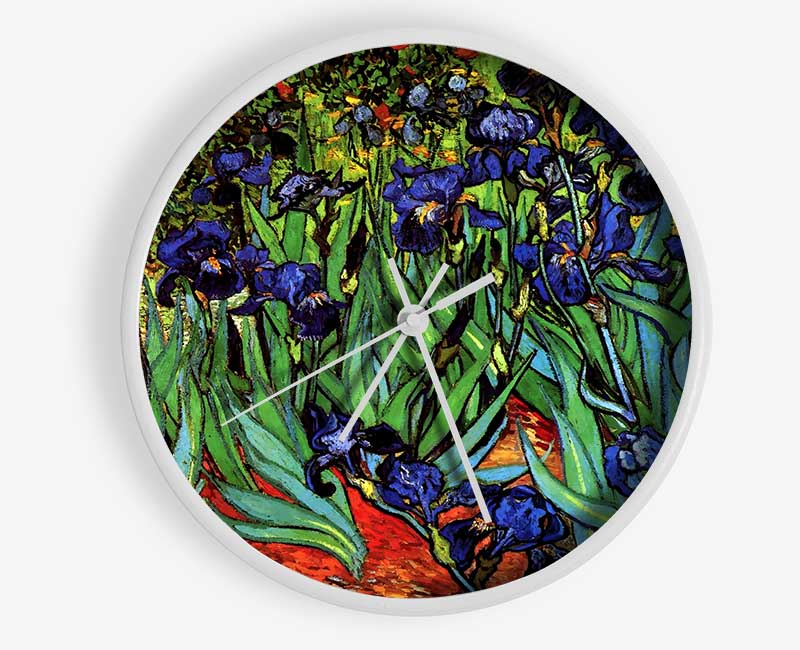 Van Gogh Irises 2 Clock - Wallart-Direct UK