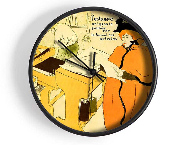 Toulouse Lautrec Jane Avril Checking A Print Sample Clock - Wallart-Direct UK