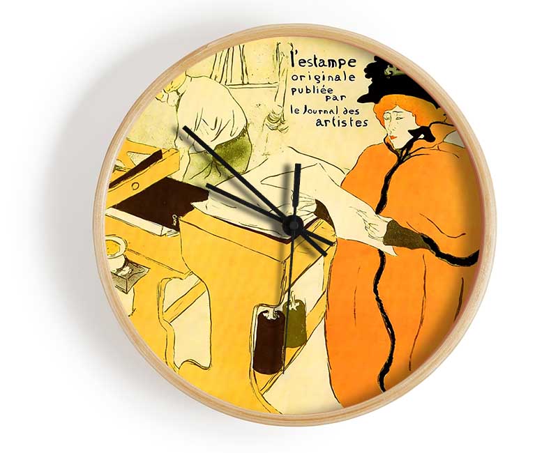 Toulouse Lautrec Jane Avril Checking A Print Sample Clock - Wallart-Direct UK