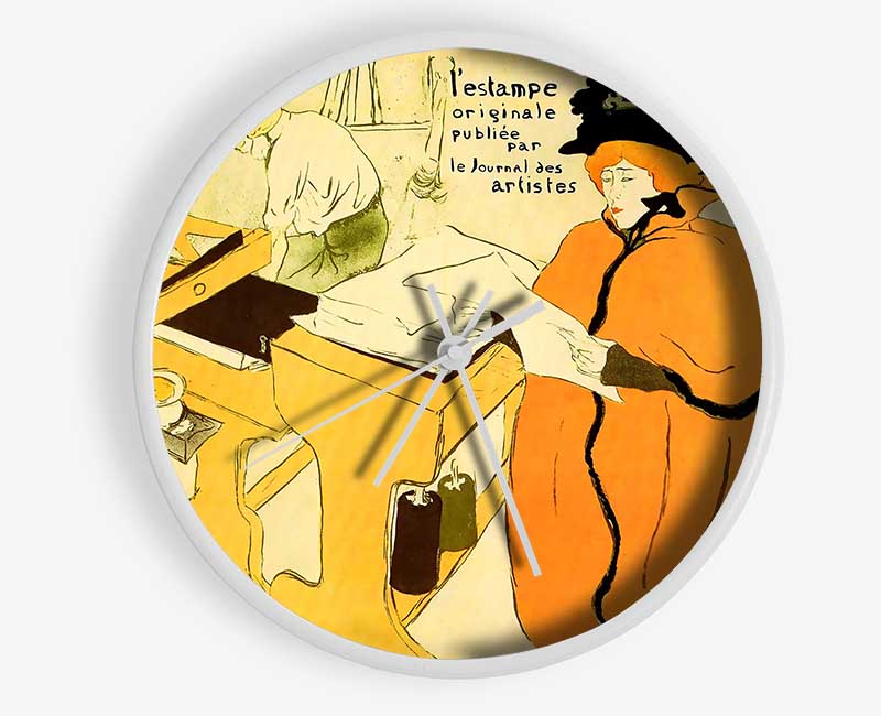 Toulouse Lautrec Jane Avril Checking A Print Sample Clock - Wallart-Direct UK