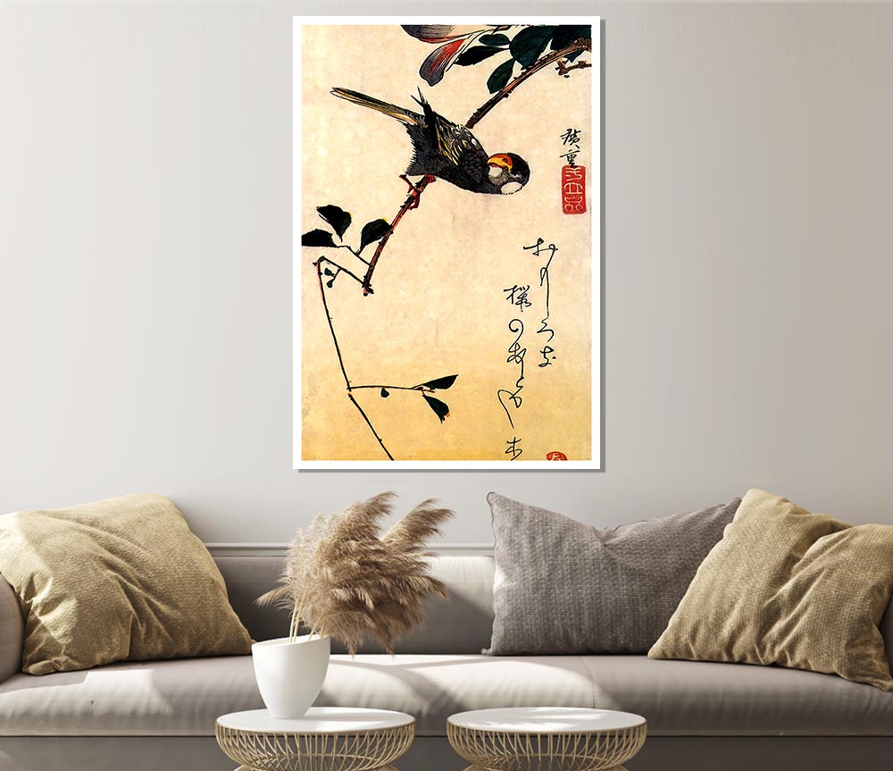 Hiroshige Java Sparrow And Magnolia Print Poster Wall Art