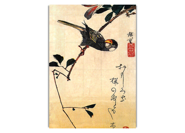 Java Sparrow And Magnolia By Hiroshige