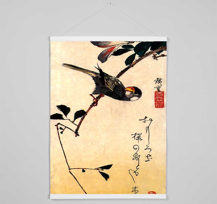 Hiroshige Java Sparrow And Magnolia Hanging Poster - Wallart-Direct UK