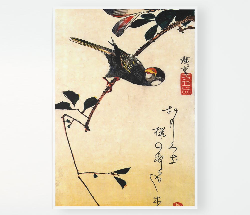 Hiroshige Java Sparrow And Magnolia Print Poster Wall Art