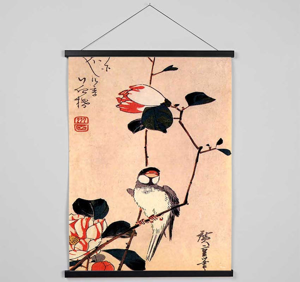 Hiroshige Java Sparrow On A Magnolia Branch Hanging Poster - Wallart-Direct UK