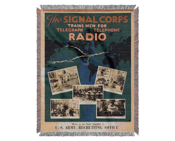 Join The Signal Corps Woven Blanket