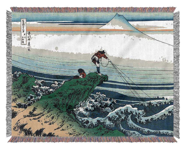 Hokusai Kajikazawa In Kai Province Woven Blanket