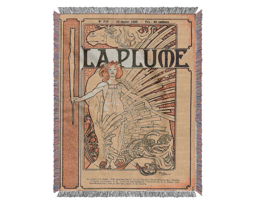 Alphonse Mucha La Plume Woven Blanket