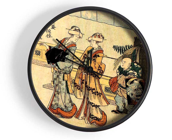 Hokusai Lady Clock - Wallart-Direct UK