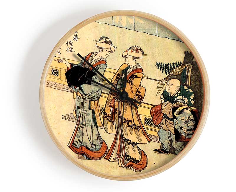 Hokusai Lady Clock - Wallart-Direct UK