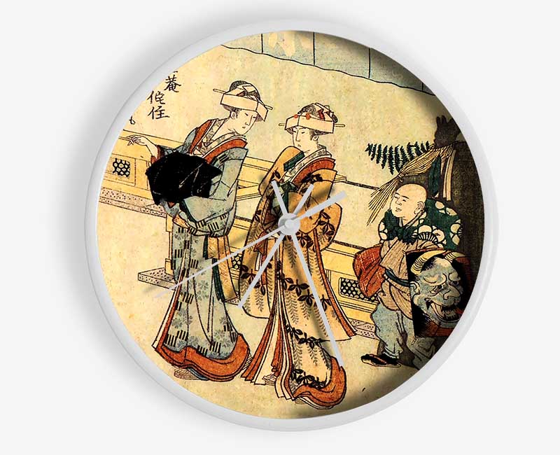 Hokusai Lady Clock - Wallart-Direct UK