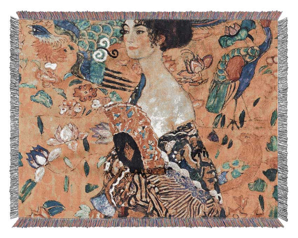 Klimt Lady With Fan Woven Blanket