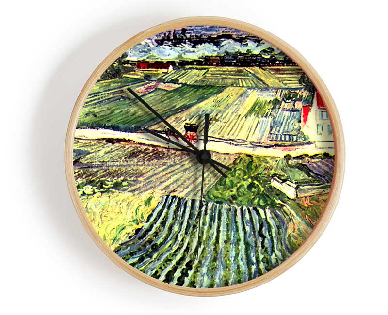 Van Gogh Landscape At Auvers In The Rain 2 Clock - Wallart-Direct UK