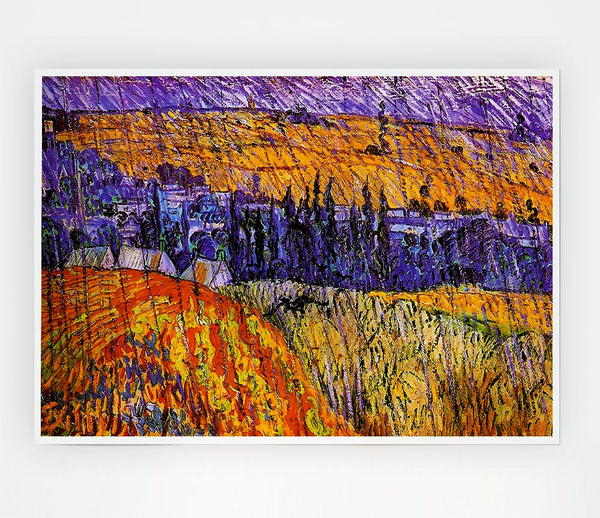 Van Gogh Landscape At Auvers In The Rain Print Poster Wall Art