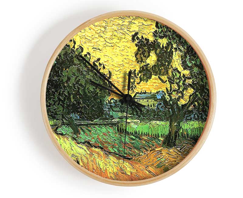 Van Gogh Landscape With Castle Auvers At Sunset Clock - Wallart-Direct UK