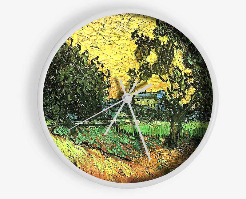 Van Gogh Landscape With Castle Auvers At Sunset Clock - Wallart-Direct UK