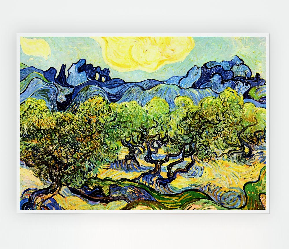 Van Gogh Landscape With Olive Trees Print Poster Wall Art