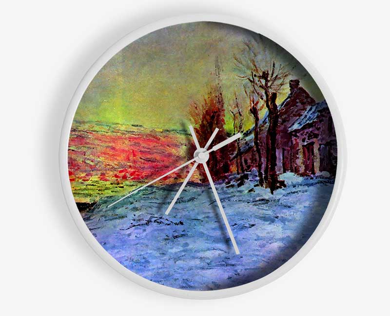 Monet Lava Court Sunshine And Snow Clock - Wallart-Direct UK