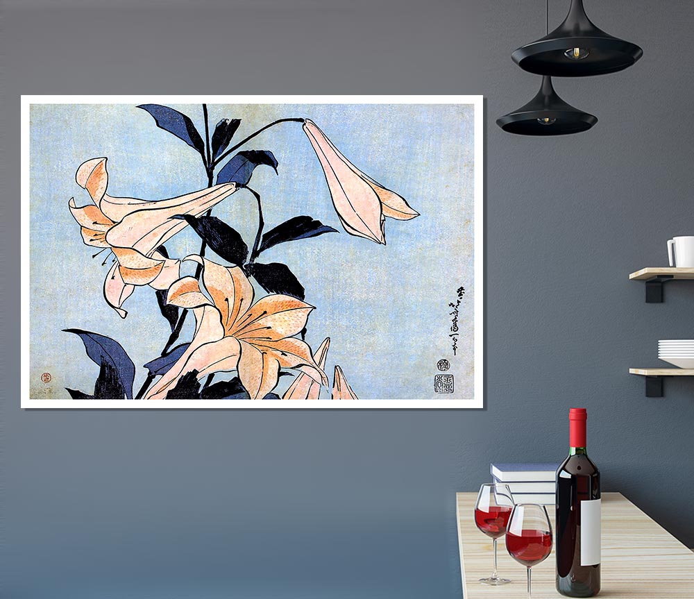 Hokusai Lilies Print Poster Wall Art