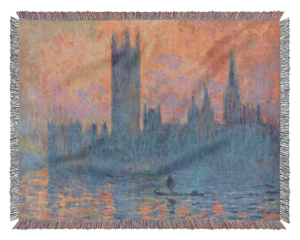 Monet London Parliament In Winter Woven Blanket