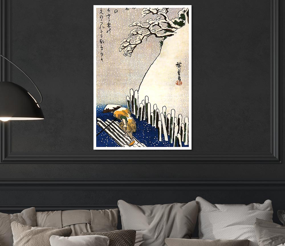 Hiroshige Man On A Raft Print Poster Wall Art