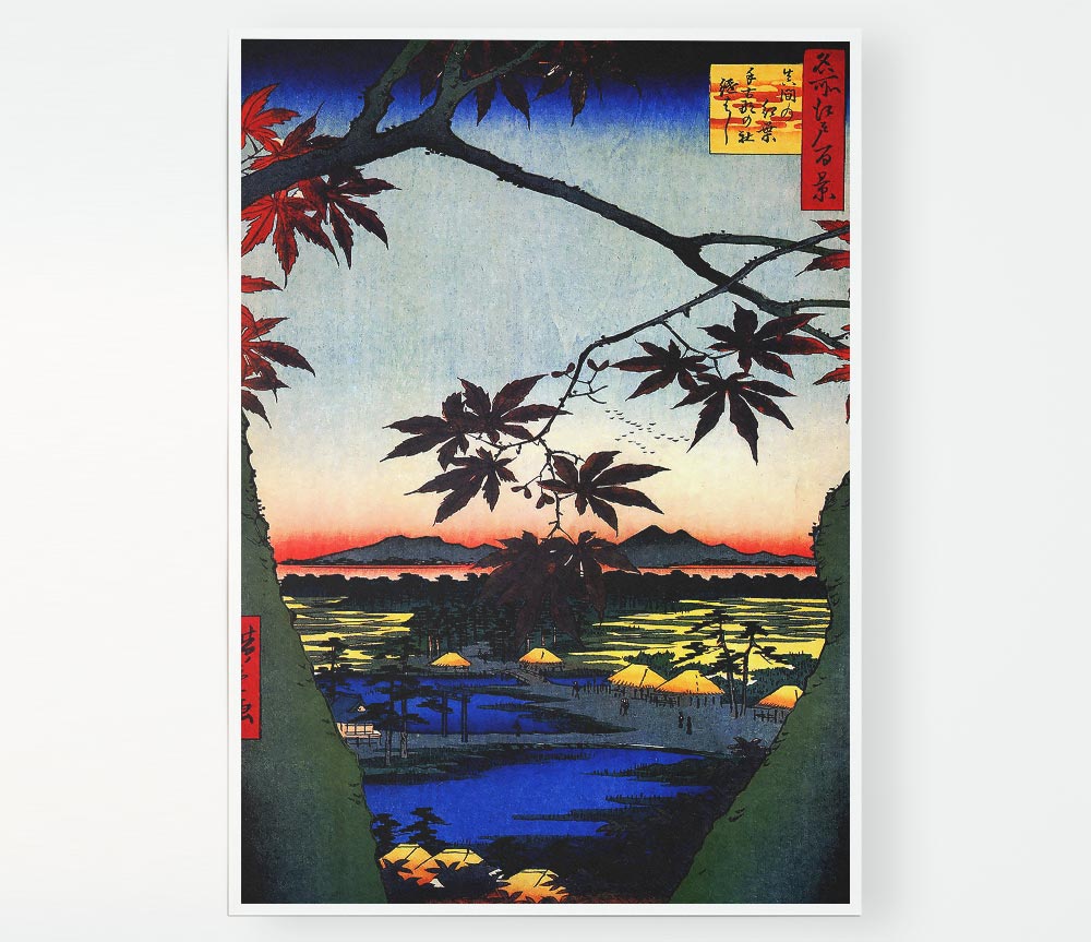 Hiroshige Maple Trees At Mama Print Poster Wall Art