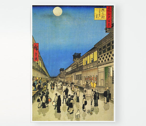 Hiroshige Marketplace Print Poster Wall Art