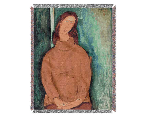 Mondigliani Portrait Of Jeanne Hebuterne Woven Blanket