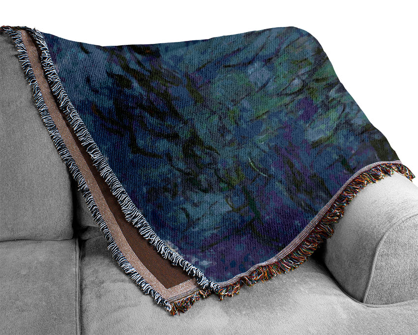 Monet Blue Water Lilies Woven Blanket