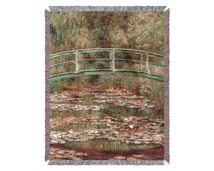 Monet Bridge Over The Sea Rose Pond Woven Blanket