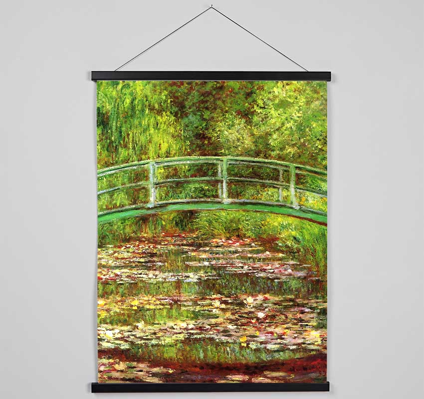 Monet Bridge Over The Sea Rose Pond Hanging Poster - Wallart-Direct UK