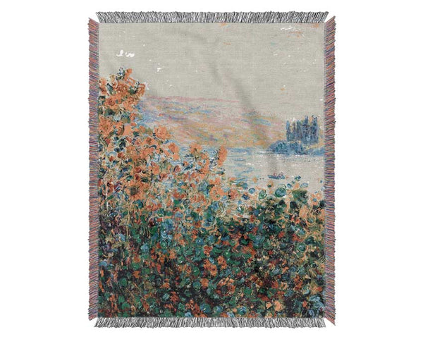 Monet Flower Beds At Vetheuil Woven Blanket