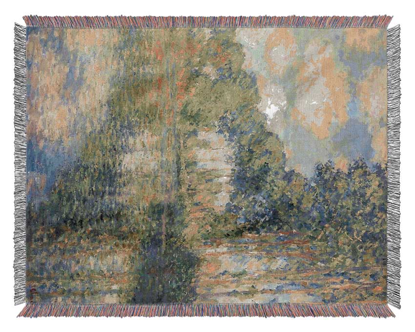 Monet Poplars On The Epte Woven Blanket