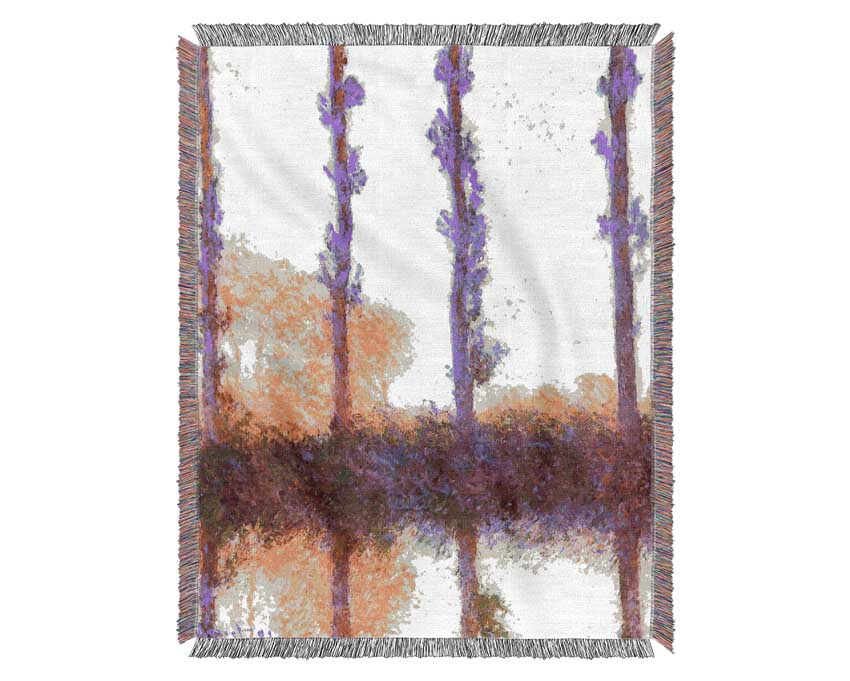 Monet Poplars Woven Blanket