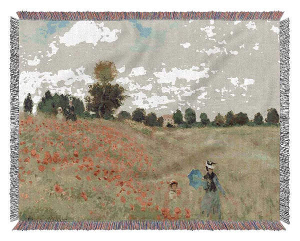 Monet Poppy Field 2 Woven Blanket